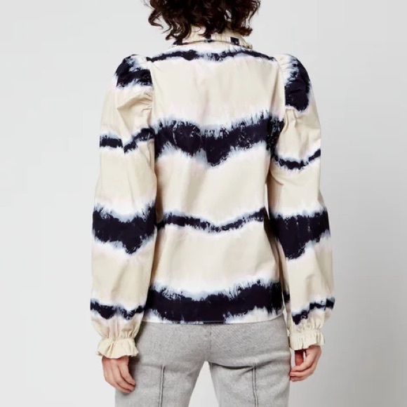 Munthe Tresco Tie Dye Button Down Shirt Sand Navy Pink Size 2 / 34 EUC - Picture 3 of 13